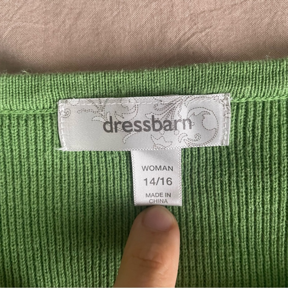 Lime Green Dressbarn 3/4 Sleeve Square Neck Soft Cotton Blend Sweater Top Blouse - Picture 6 of 8